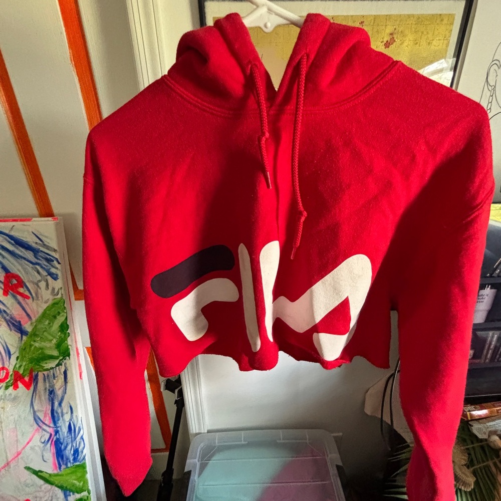 FILA Women's Red Cropped Hoodie